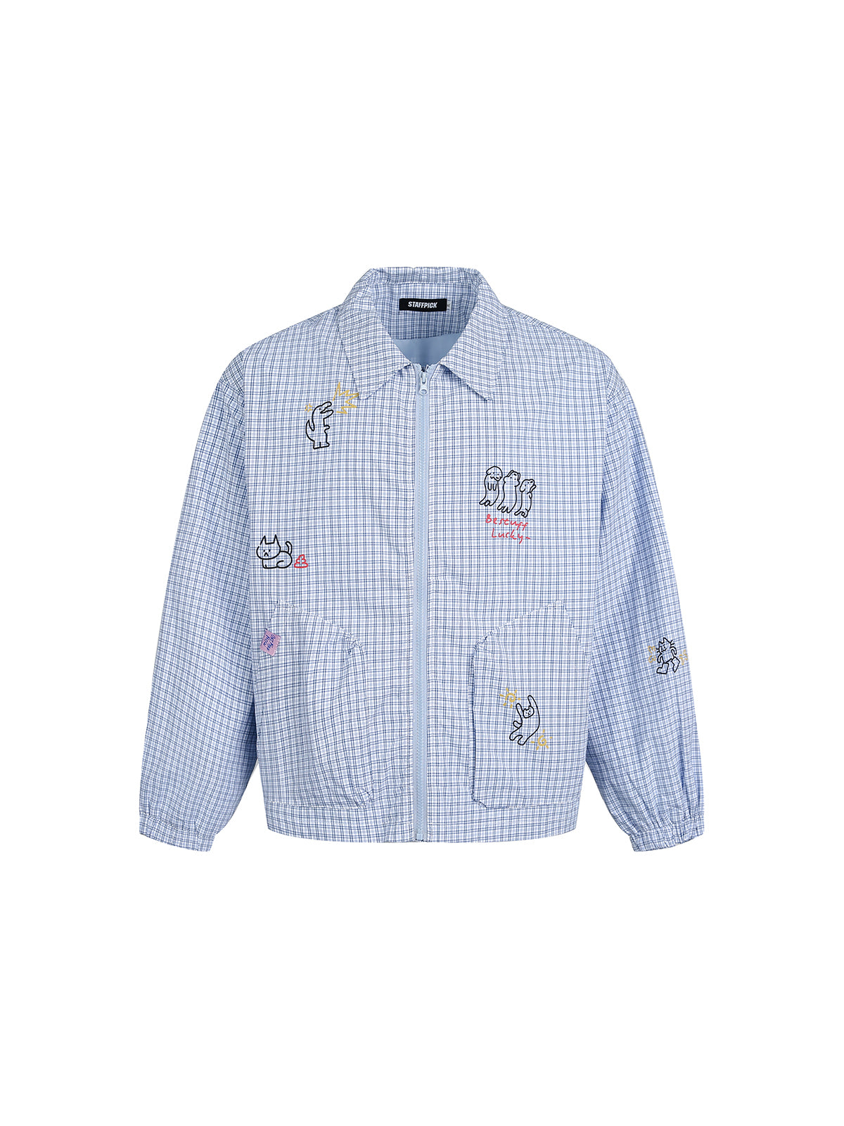 Cartoon Print Plaid Jacket