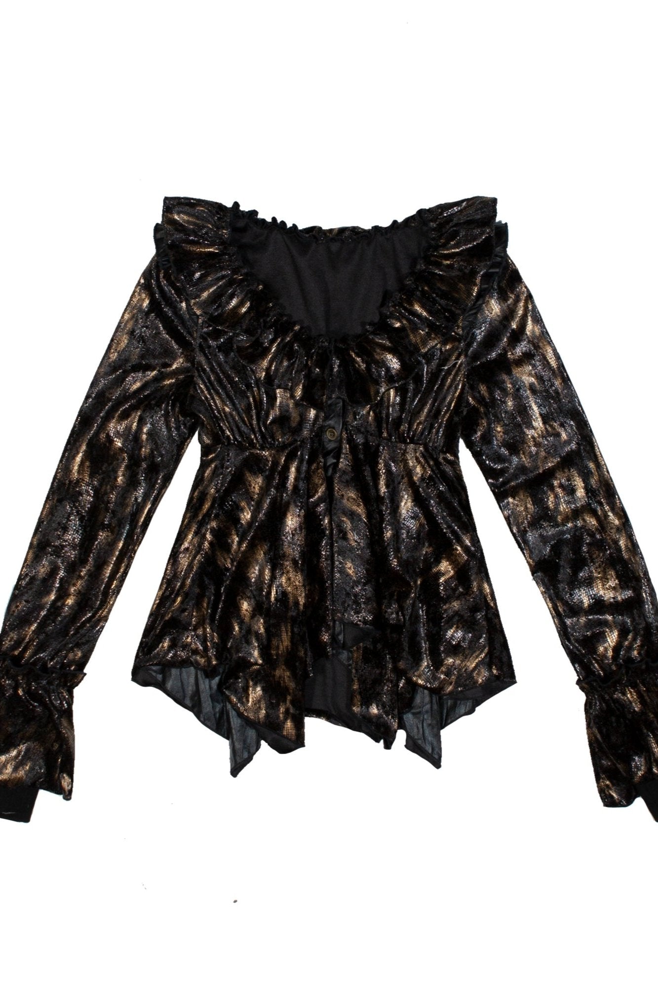 Vintage Rüschensaum Samt Cropped Top