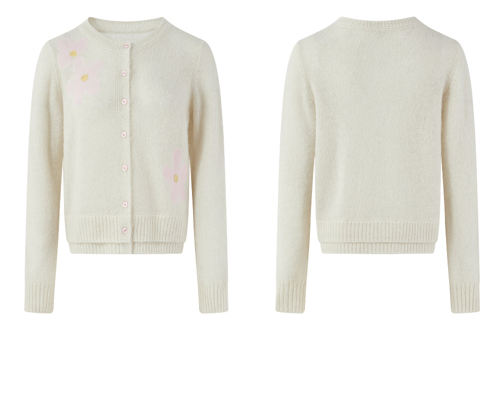 Winter Alpaca Crew Neck Sweater Cardigan