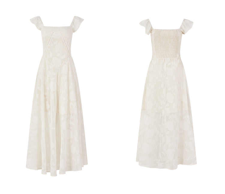 Slim Fit Square Neck Jacquard Dress