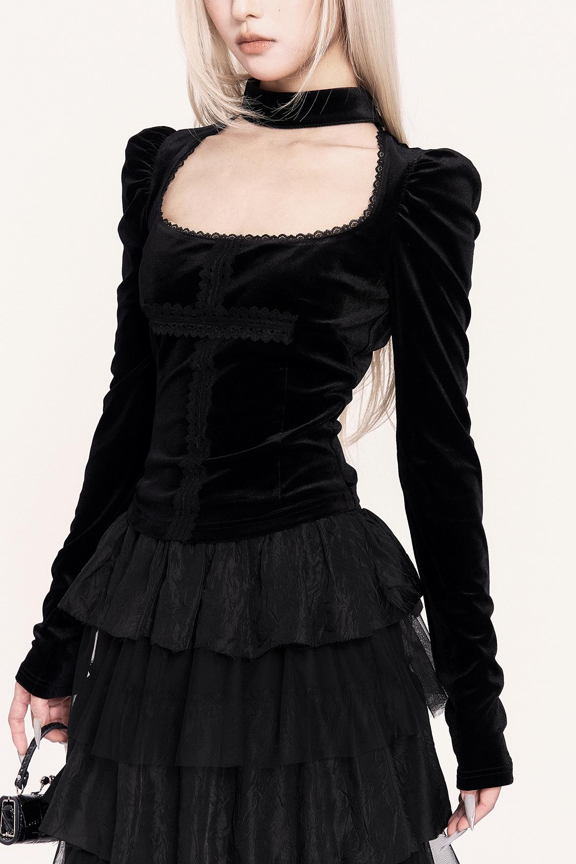 Gothic Lace Patchwork Top