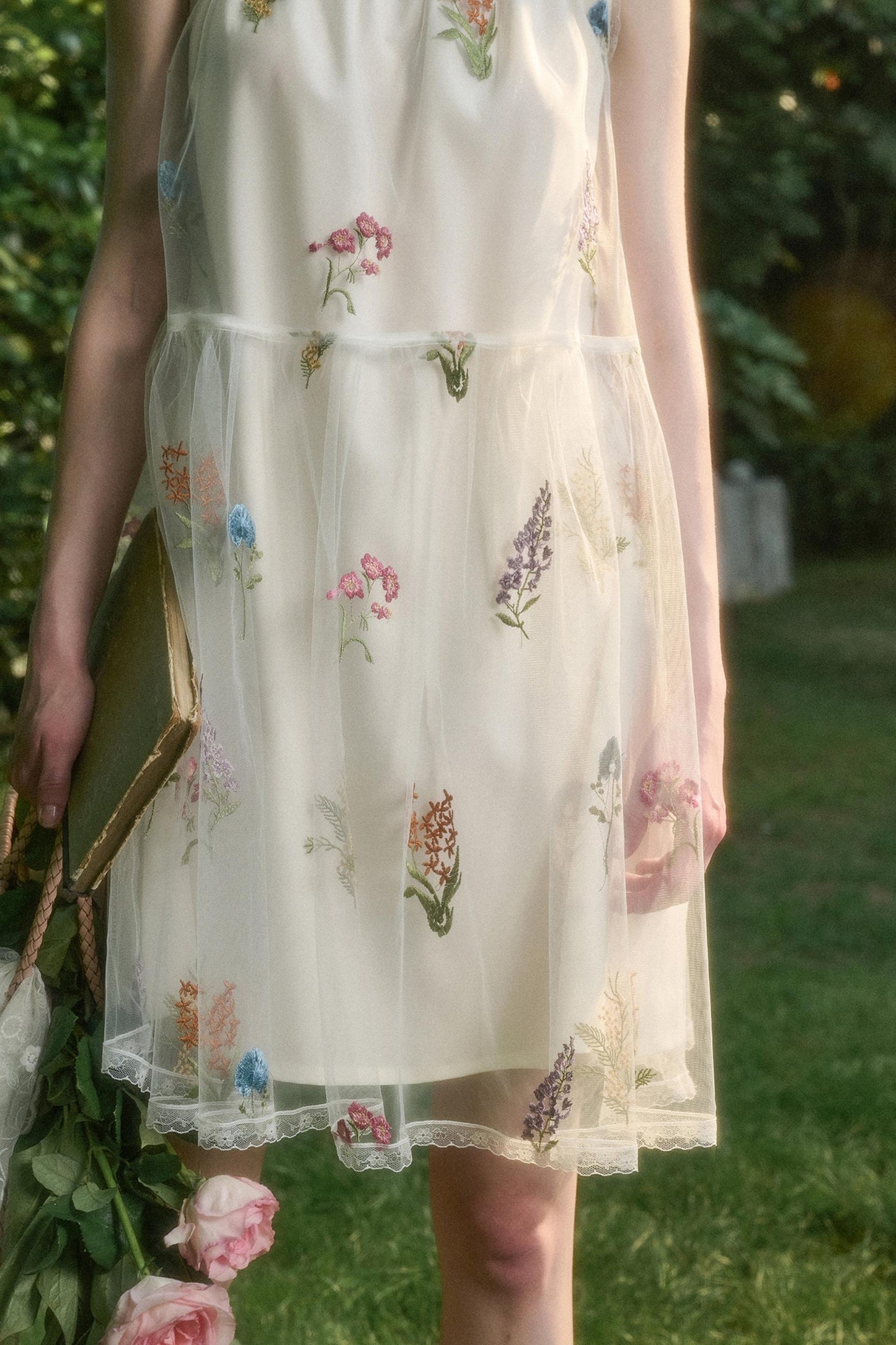 Light Sheer Floral Suspender Dress