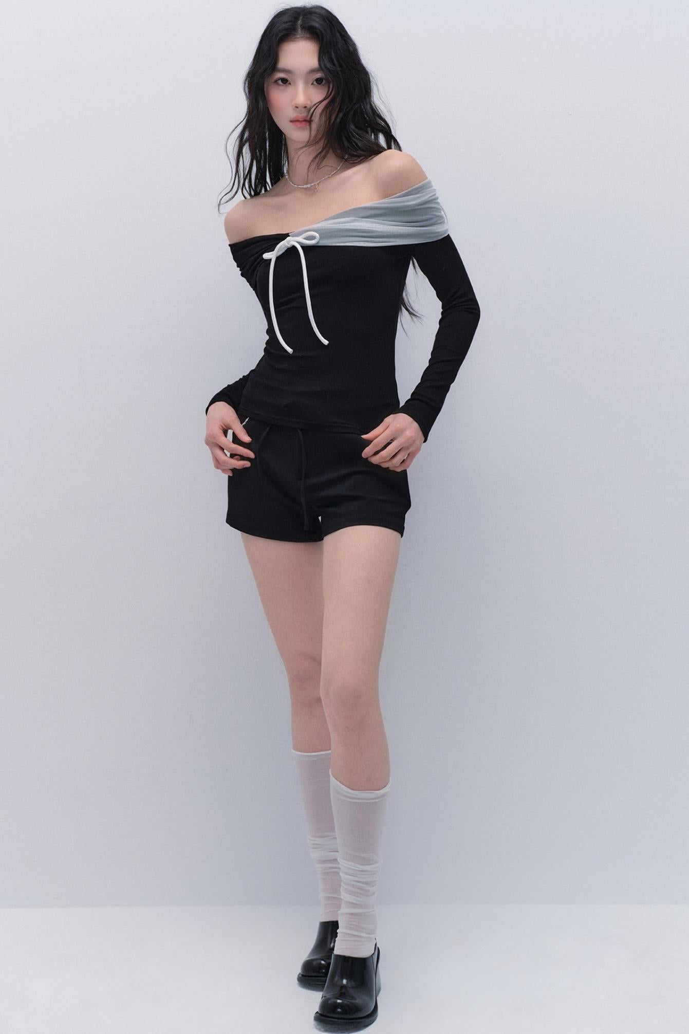 블랙 & 화이트 슬림 탑