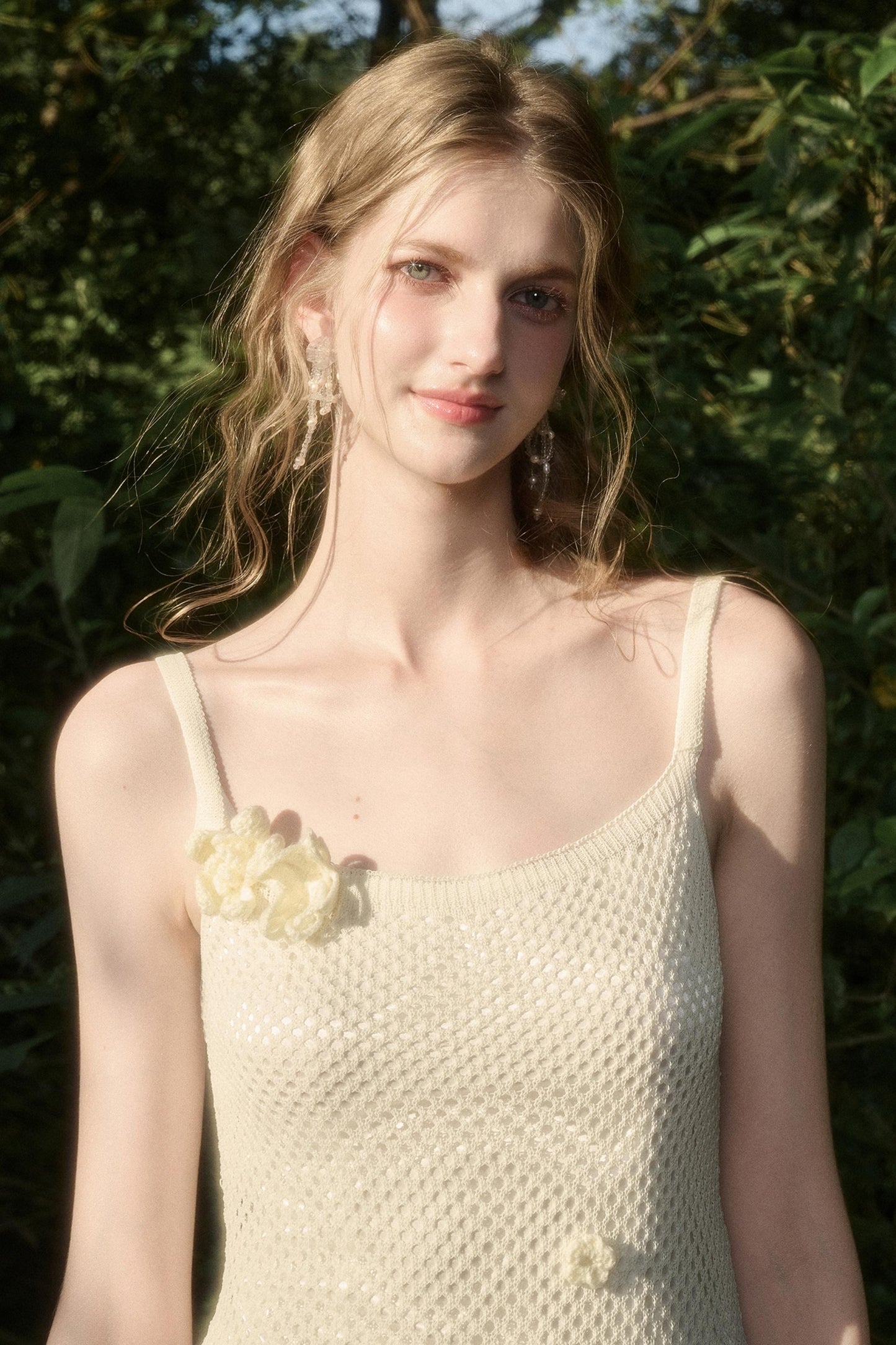 White Floral Knit Dress