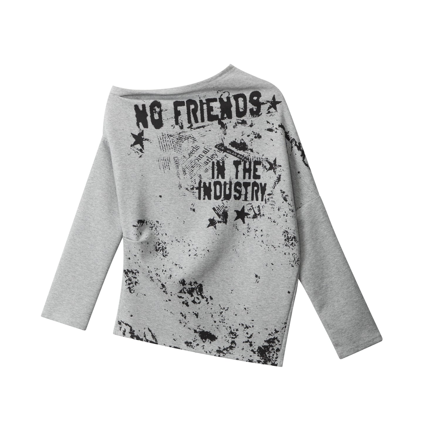 Vintage Off-the-Shoulder Gray Base Shirt