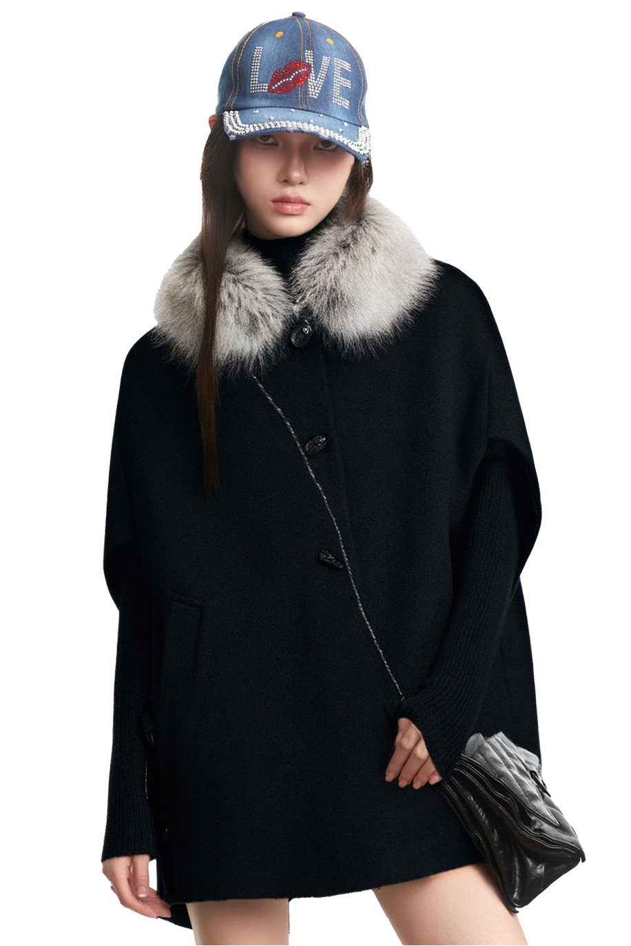 Black Reversible Vintage Warm Short Coat