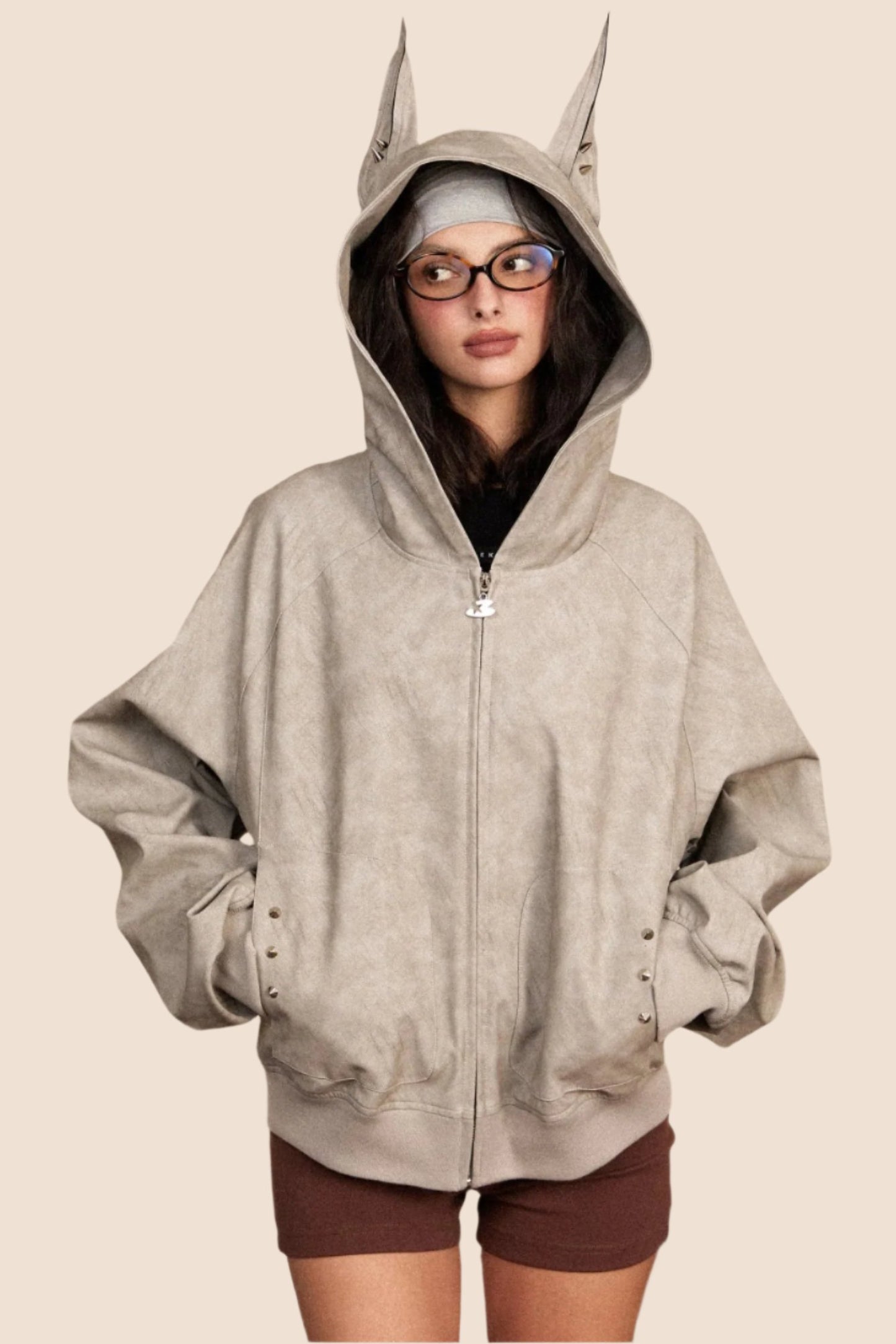 레트로 타이다이 PU 바이커 재킷