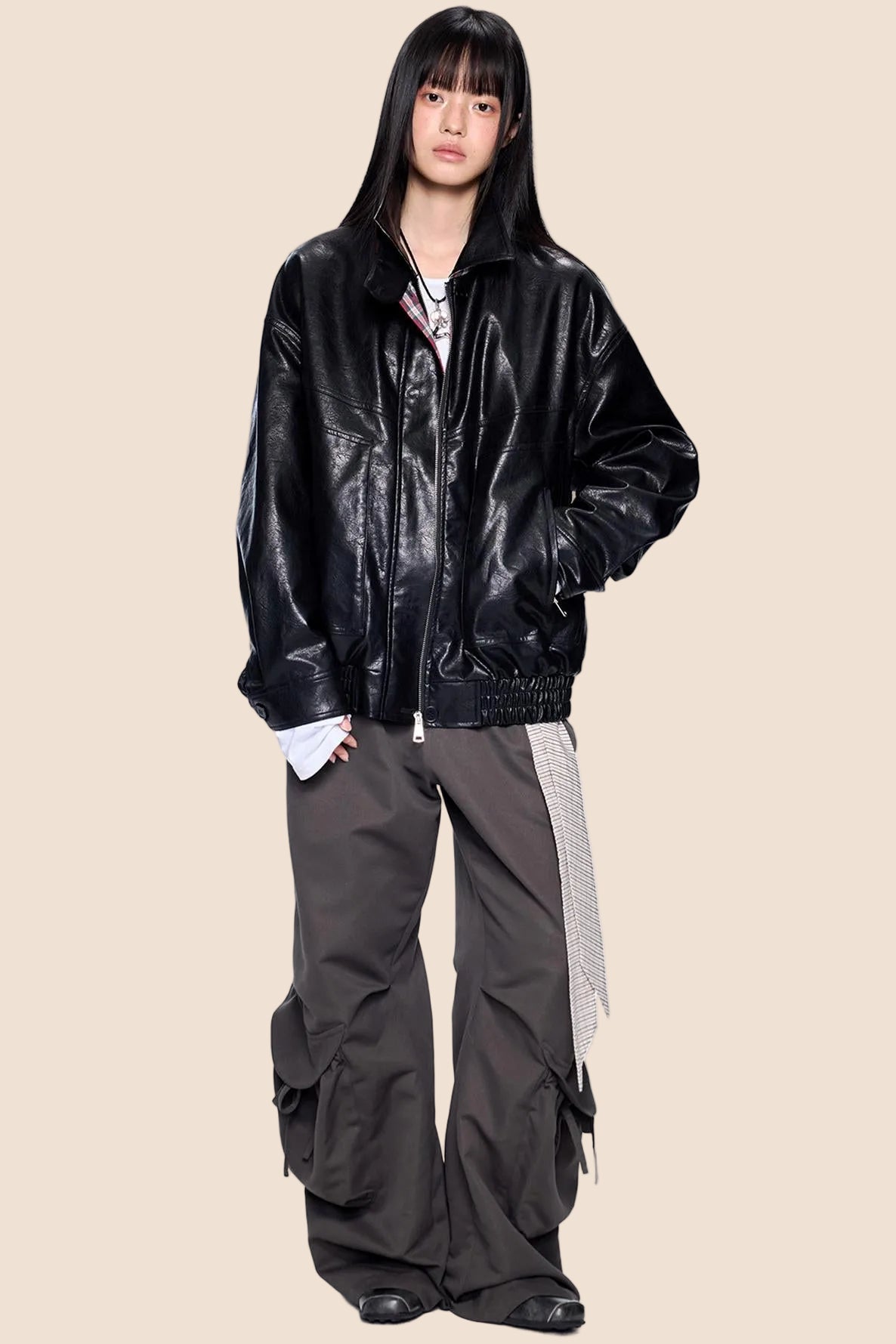 Pocket Pleated Wide-Leg Pants