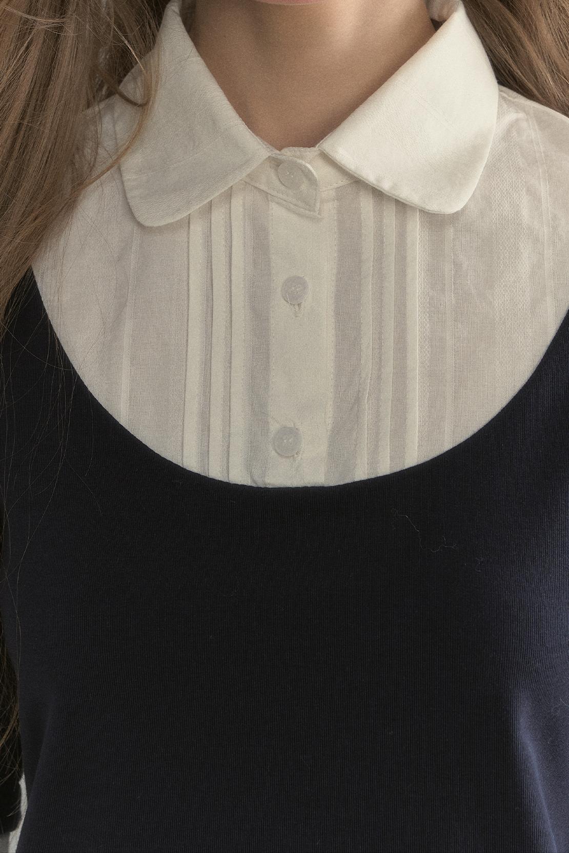 Retro Navy Blue Two-Piece Blouse