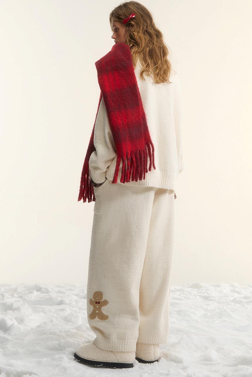 Asgony Vintage Wool Blend Red Plaid Scarf