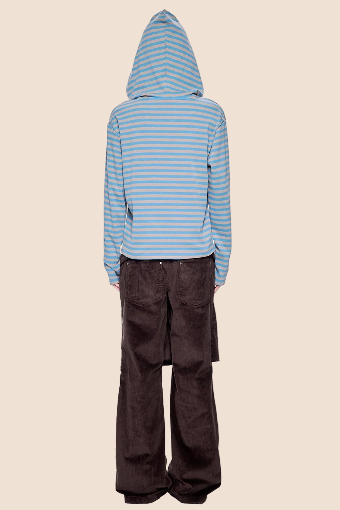 Striped Color-Block Hooded Top