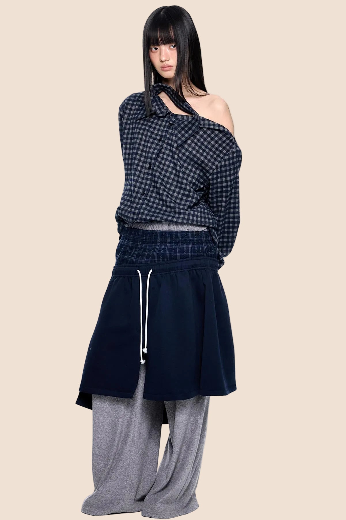 Tie-Up Structured Drape Pants