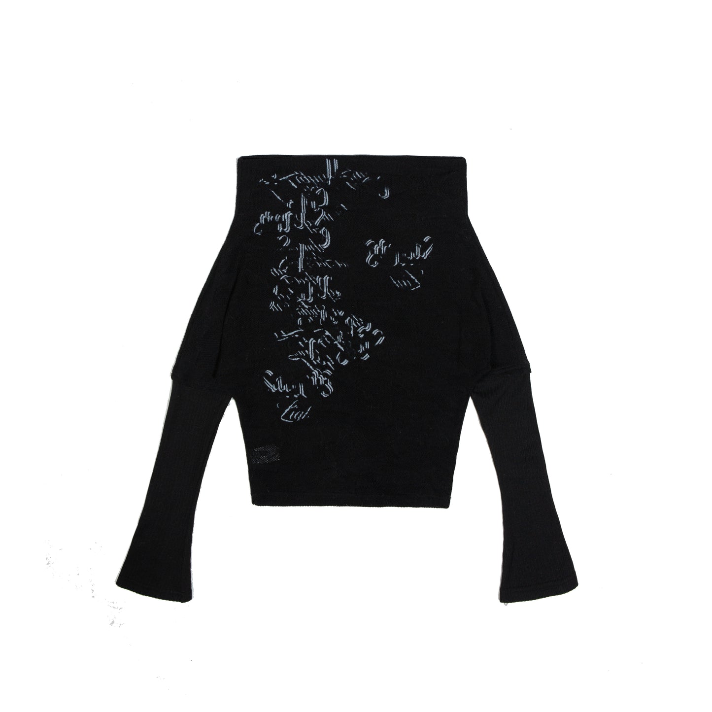 토템 프린트 스트레이트 넥라인 탑