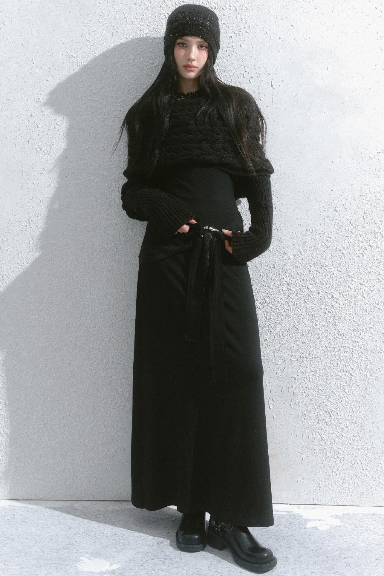Drop Shoulder Sleeve Lapel A-Line Dress