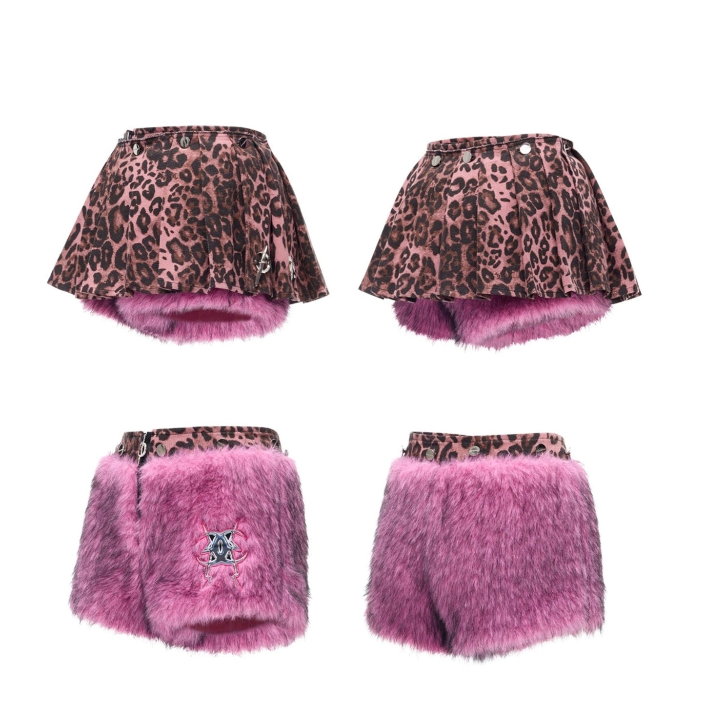 Pink Leopard Ultra-Short Skirt Pants