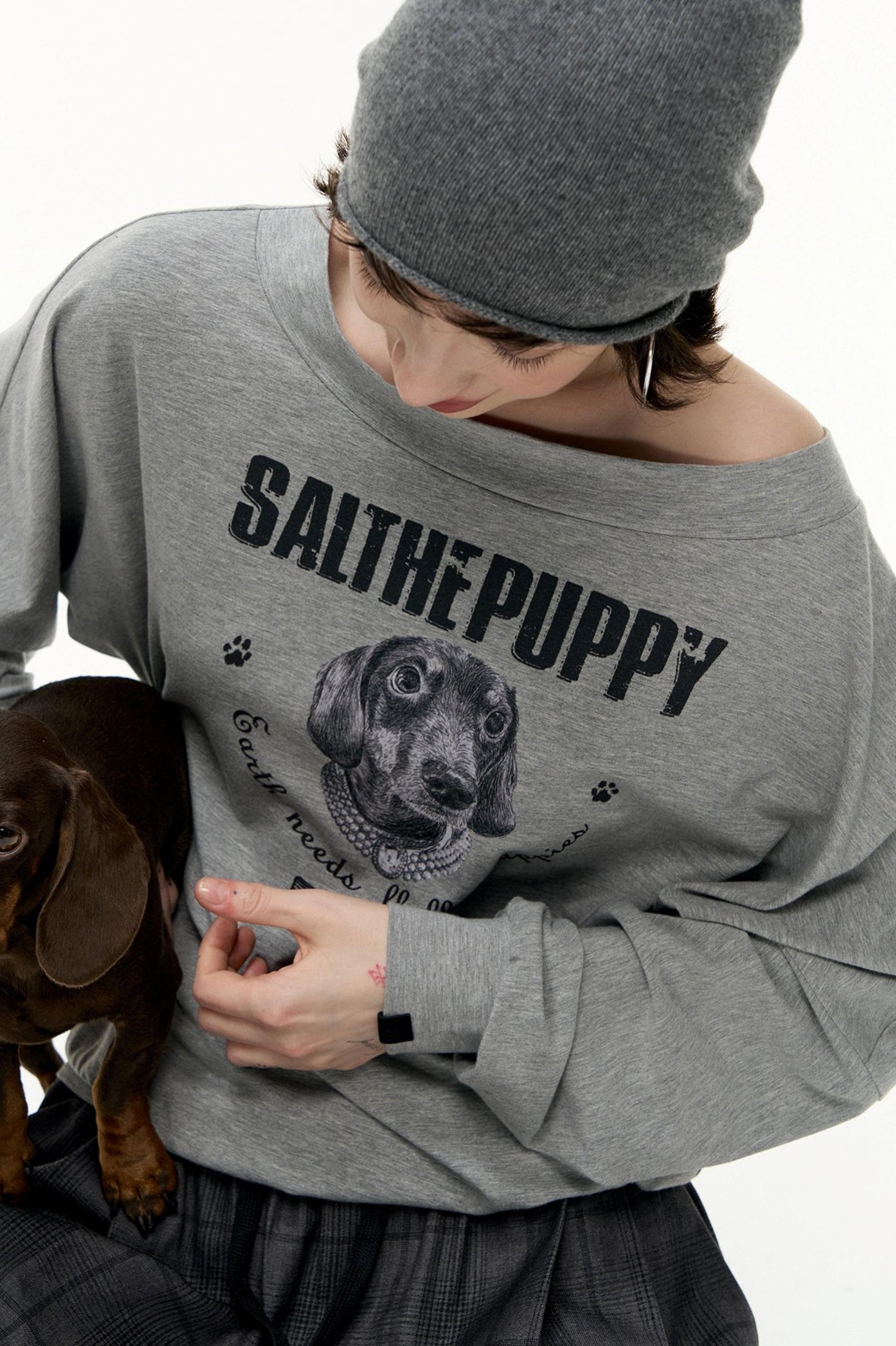 Puppy Print Long Sleeve T-shirt