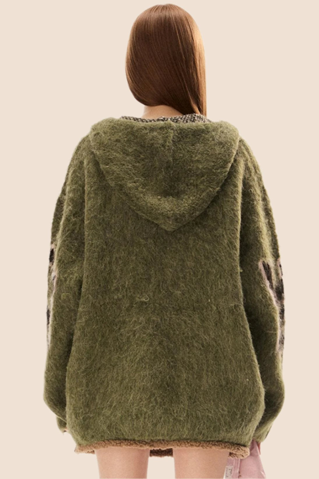 Haut en tricot ample à capuche rétro