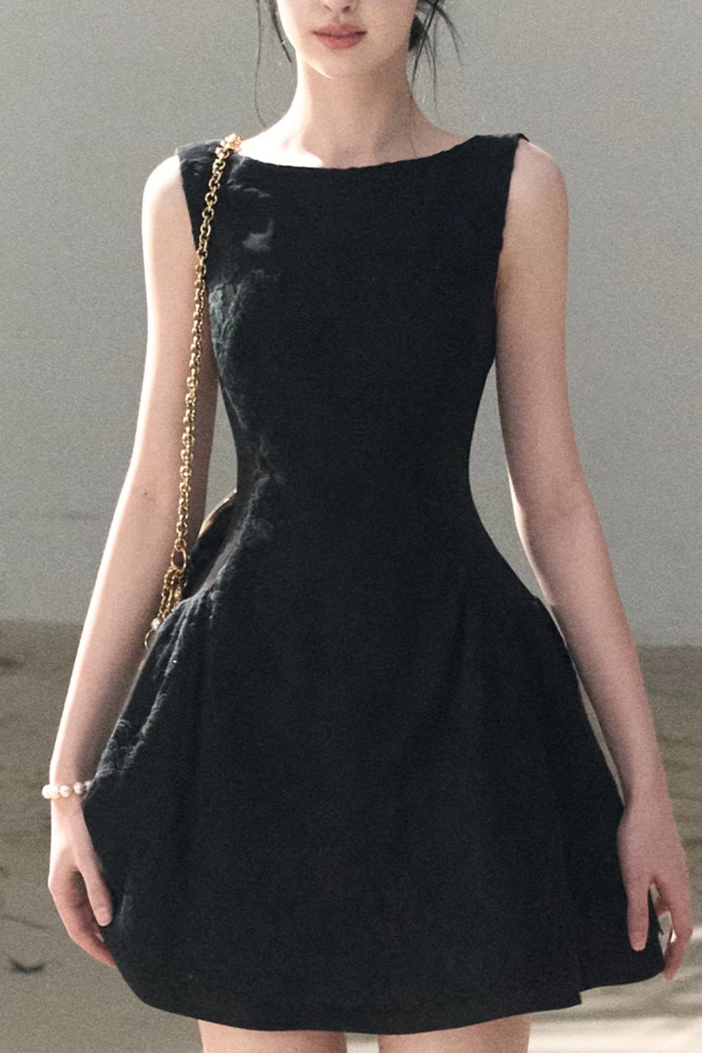 Wool Blend Embossed Floral Dress