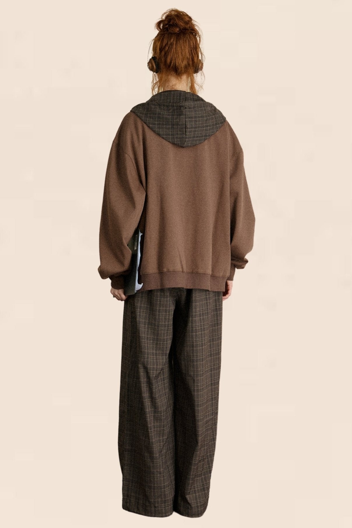 블랙 화이트 체크 와이드 팬츠