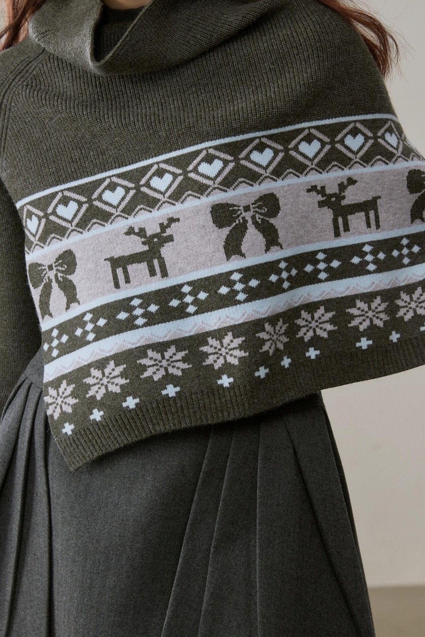 Vintage Jacquard Sweater Shawl Set-Up