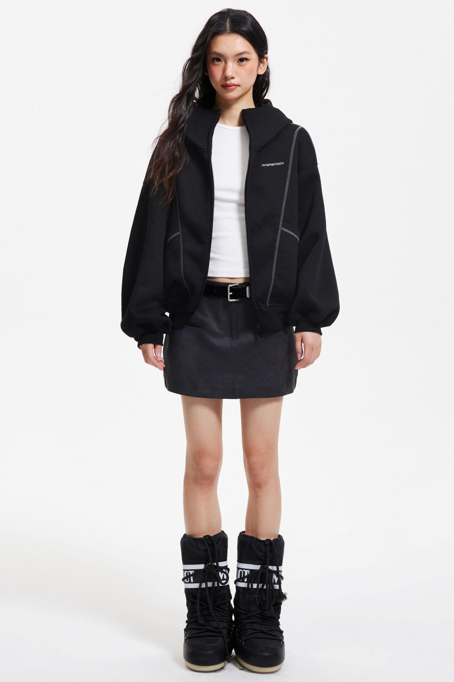 Retro Faux Suede A-Line Skirt