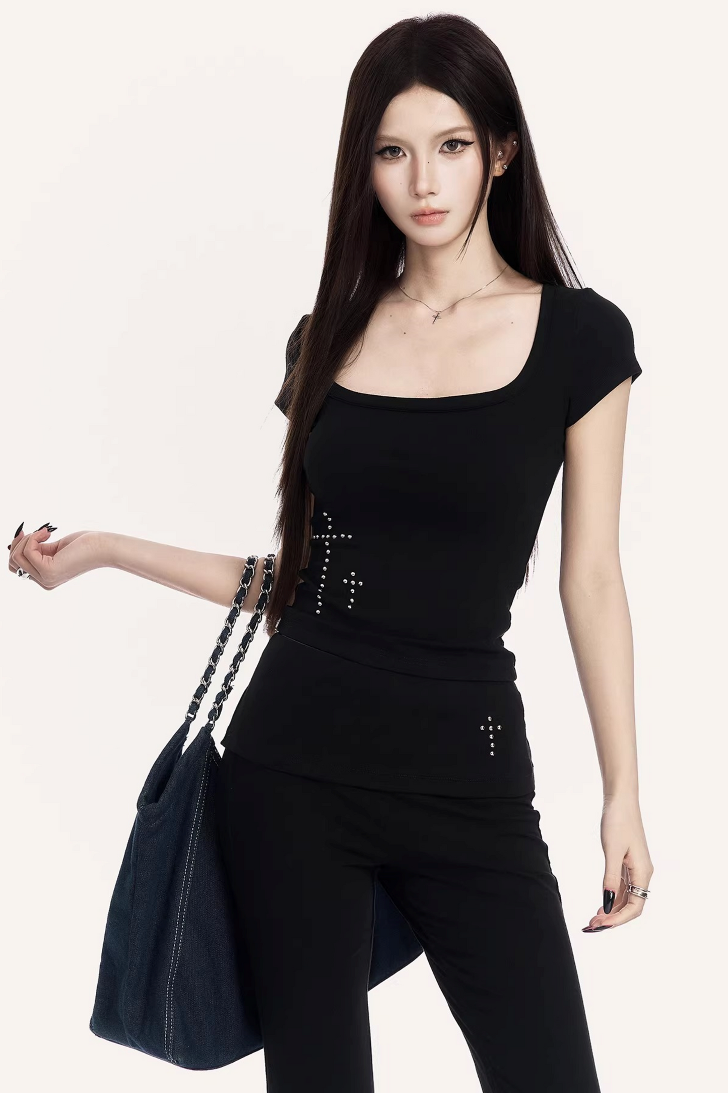 스퀘어넥 플레어 팬츠 셋업