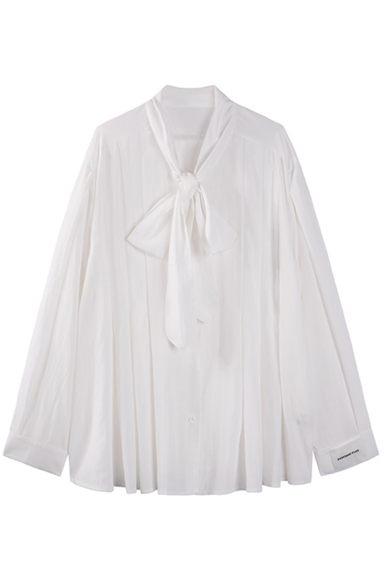 Pleated Bow Tie Shirt