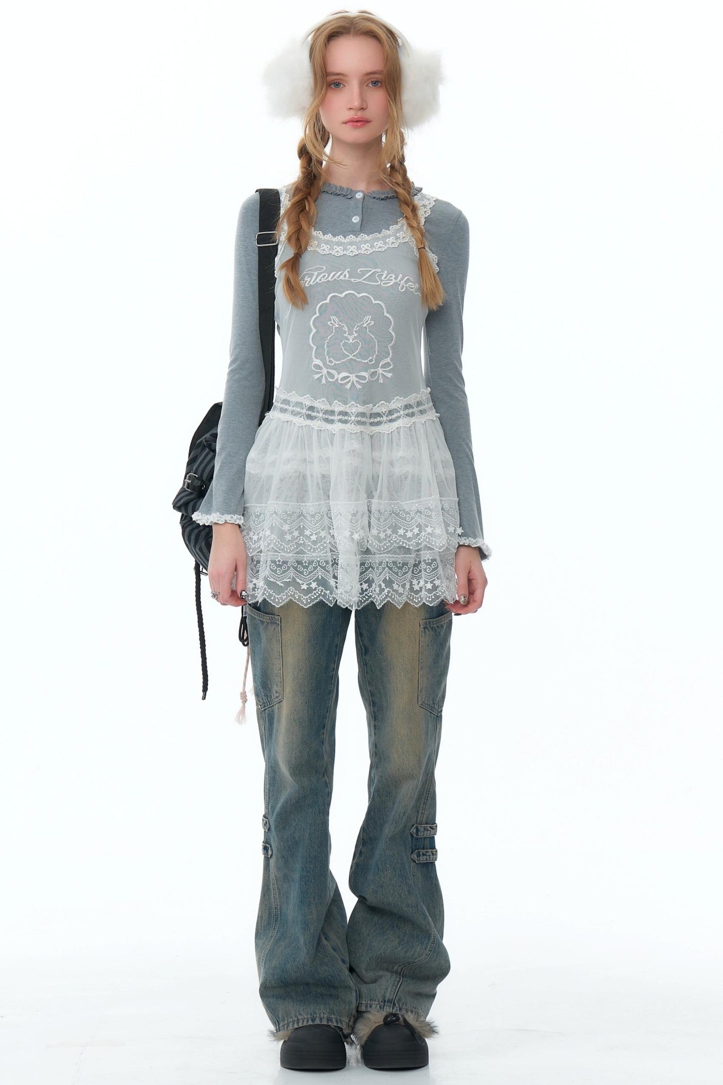 Pantalons bootcut taille haute délavés