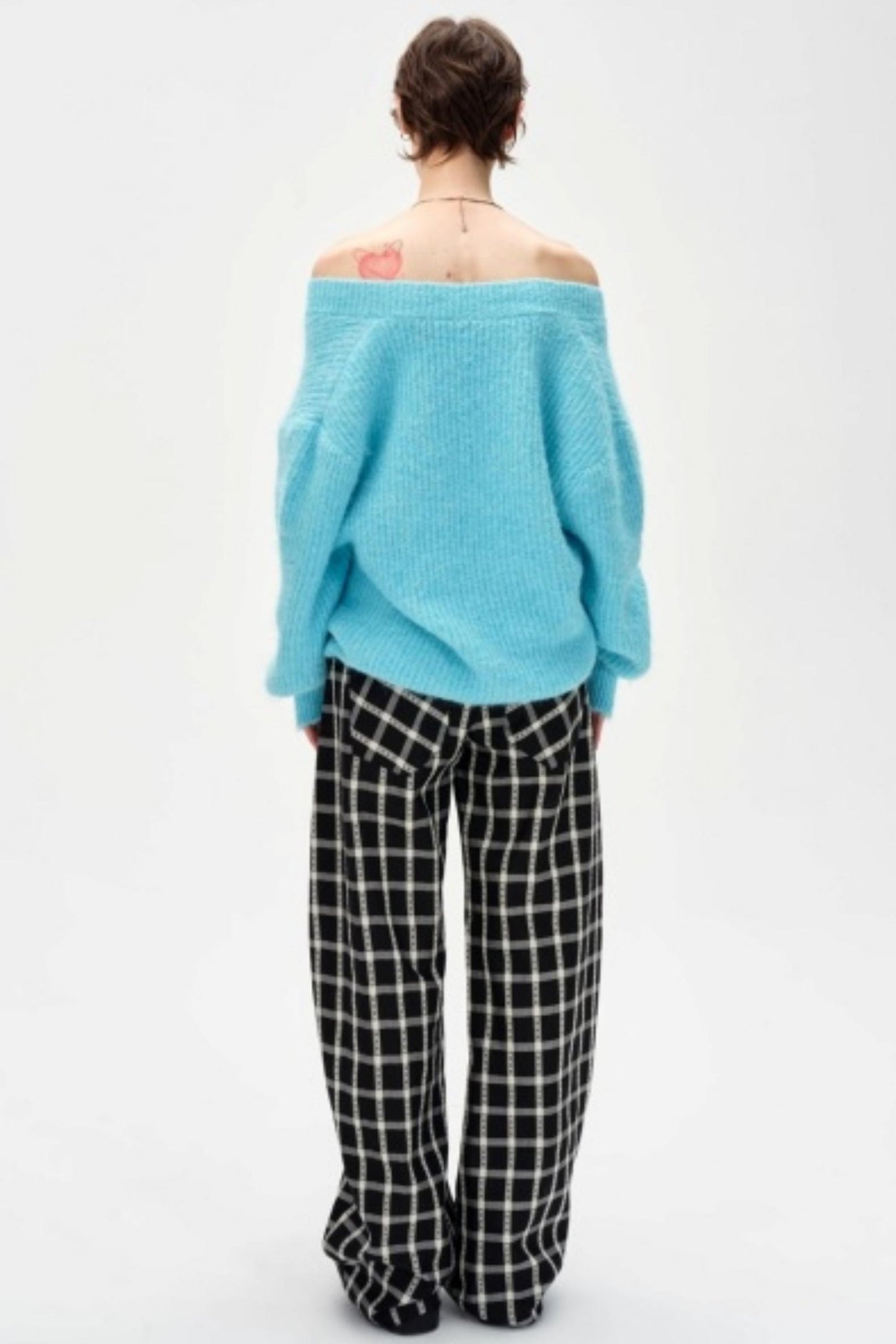 Lyocell Check Drawstring Cotton Trousers