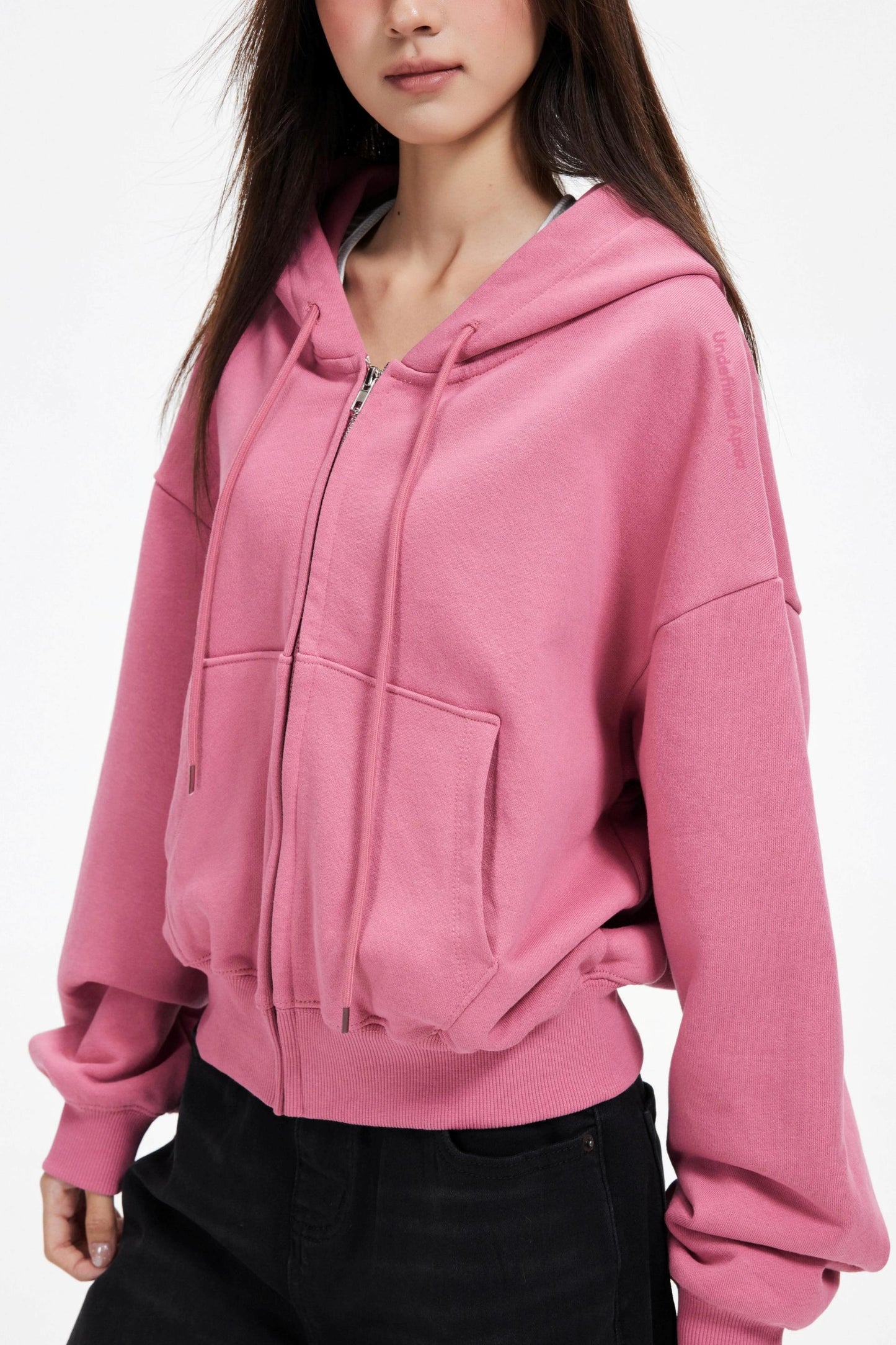 Cropped Hooded Cardigan Zip Jacket