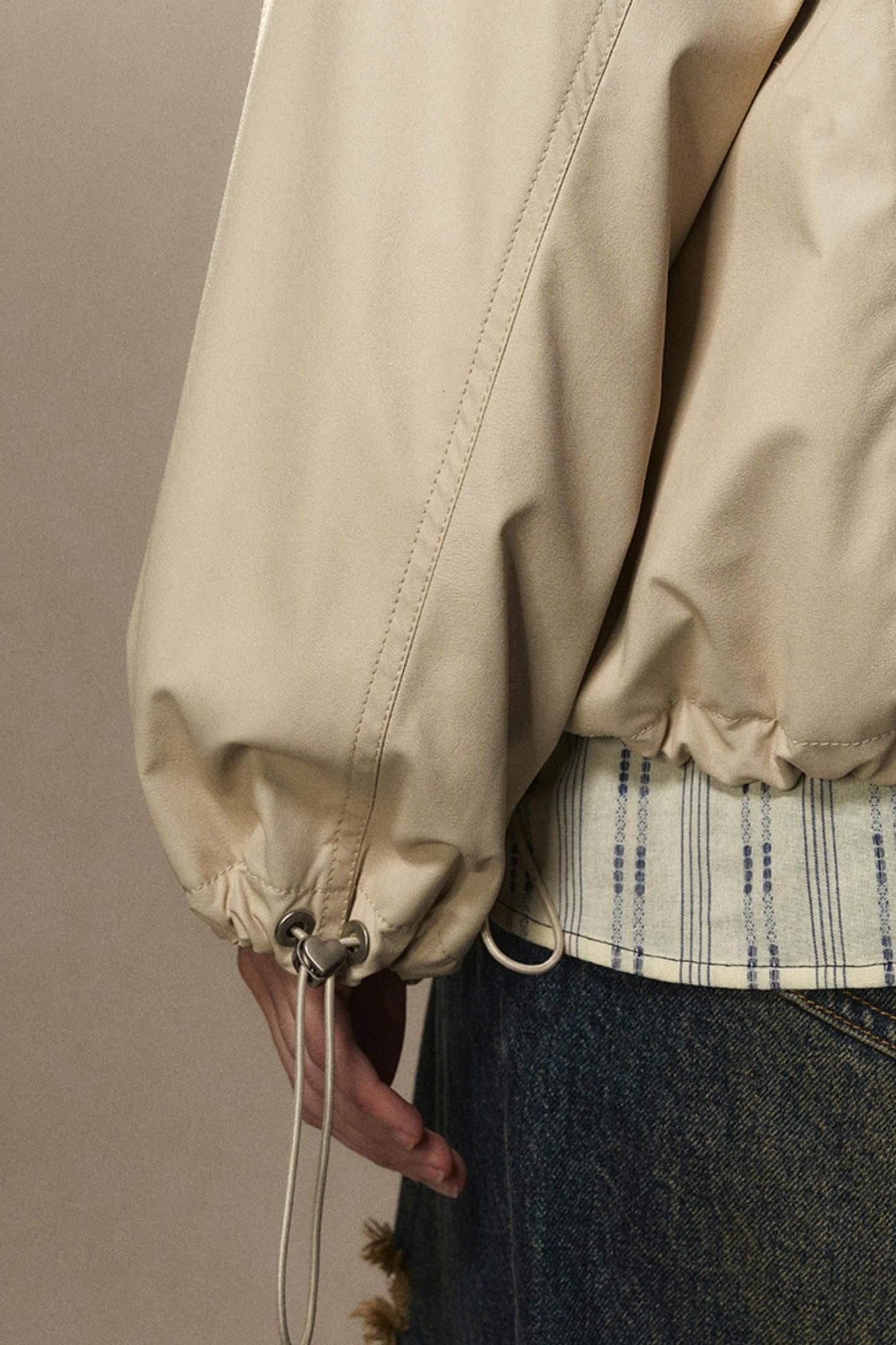 라글란 슬리브 빈티지 가죽 재킷