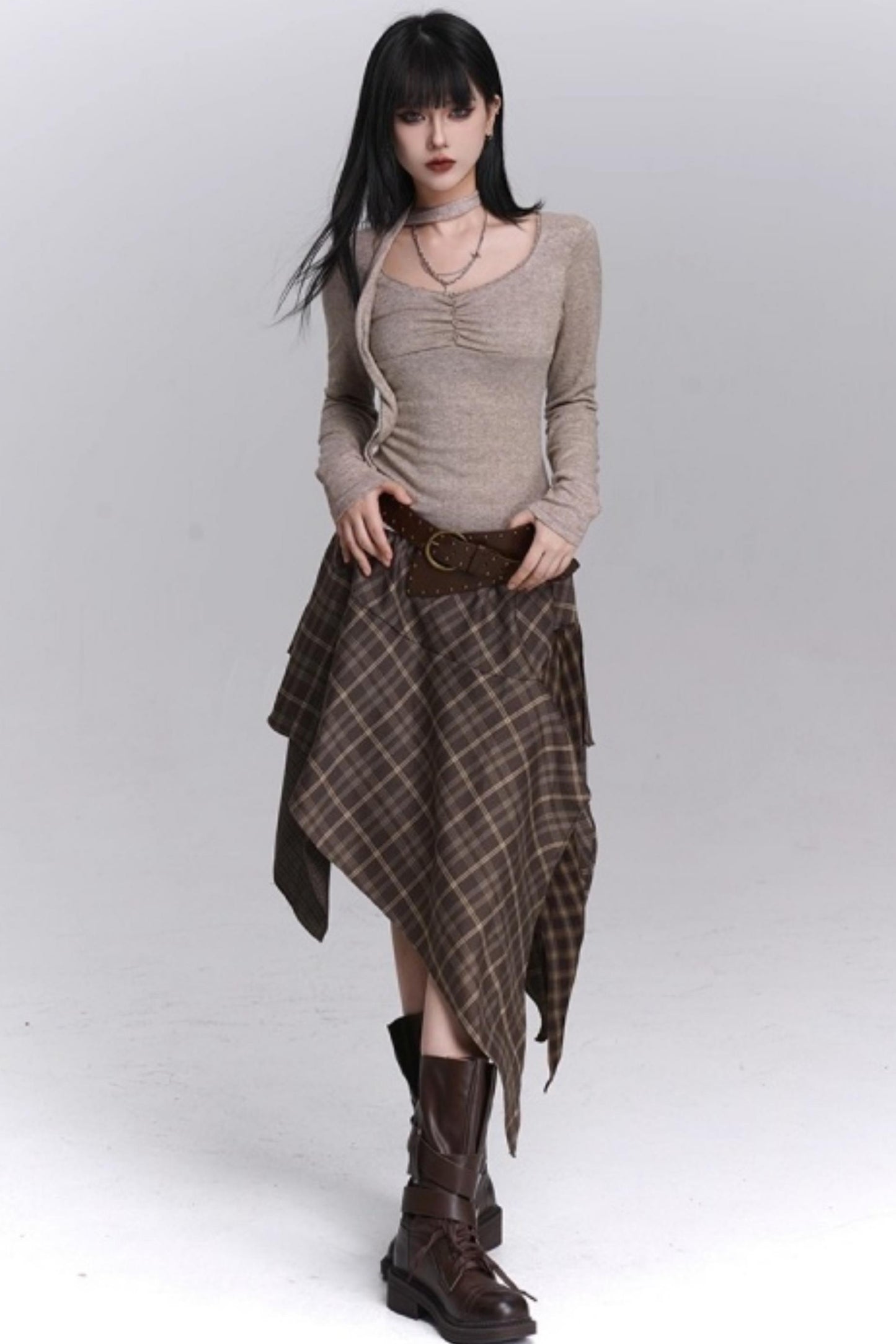 Irregular Plaid Autumn Skirt