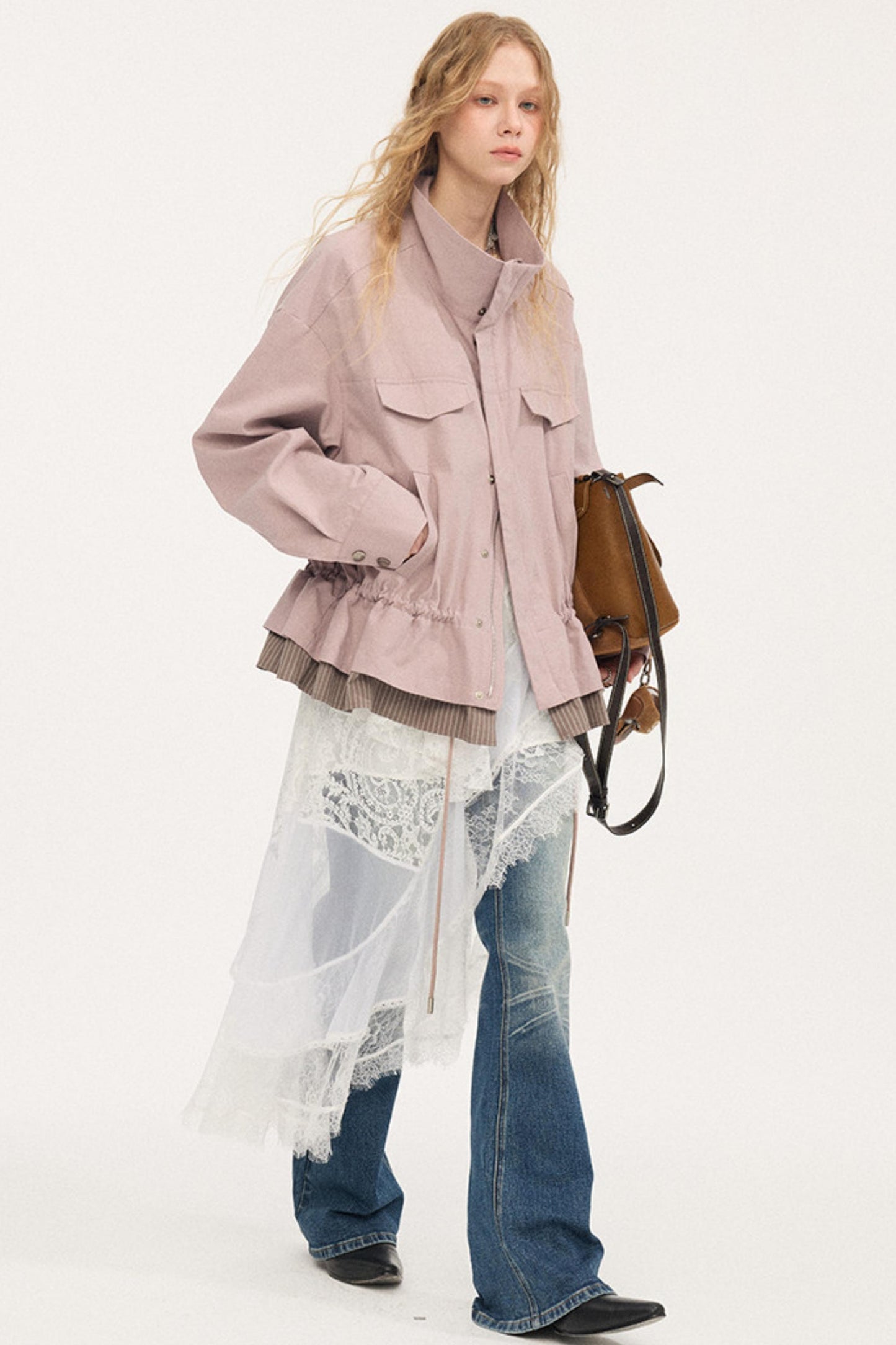 Stand Collar Patchwork Jacket