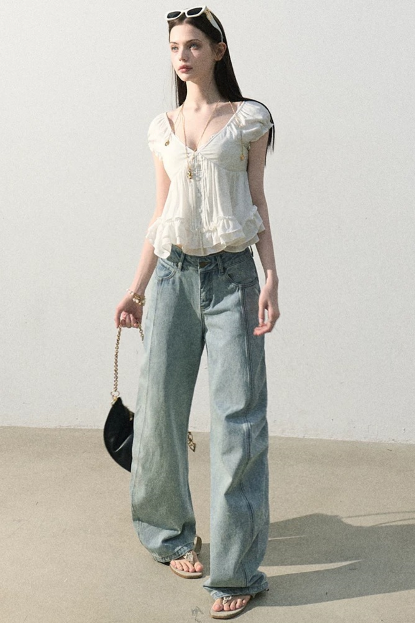 Lyocell Linen Ruffled Blouse