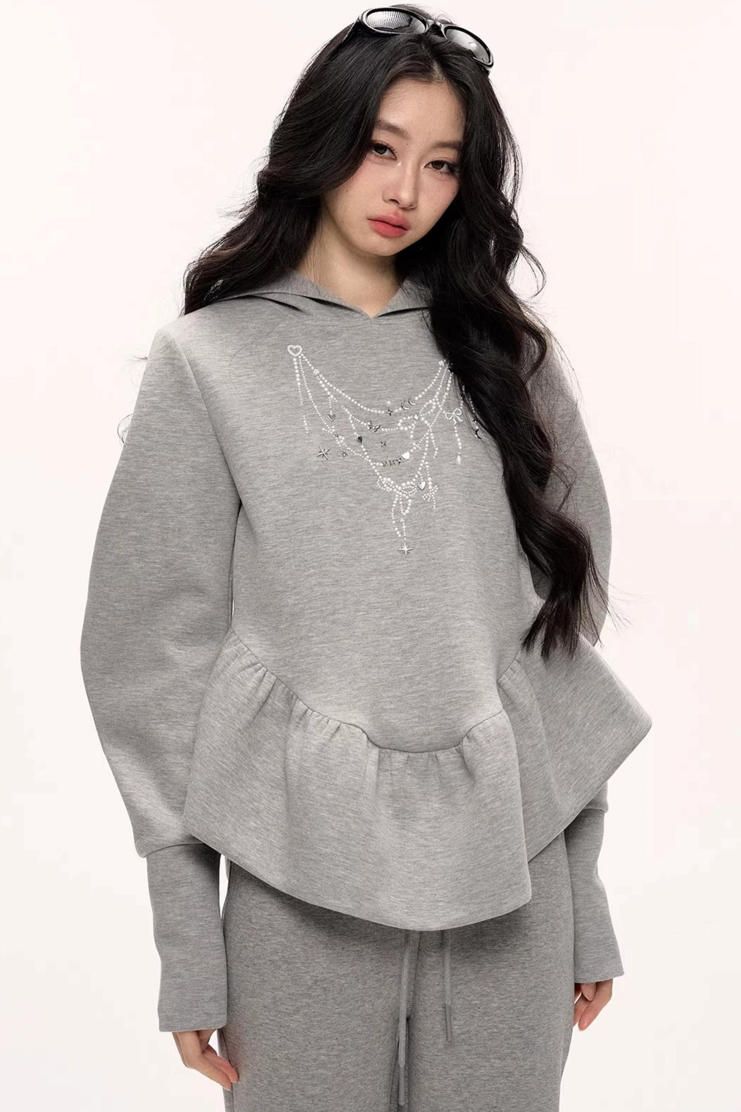 Flower Bud Hooded Sweatshirt Set-Up
