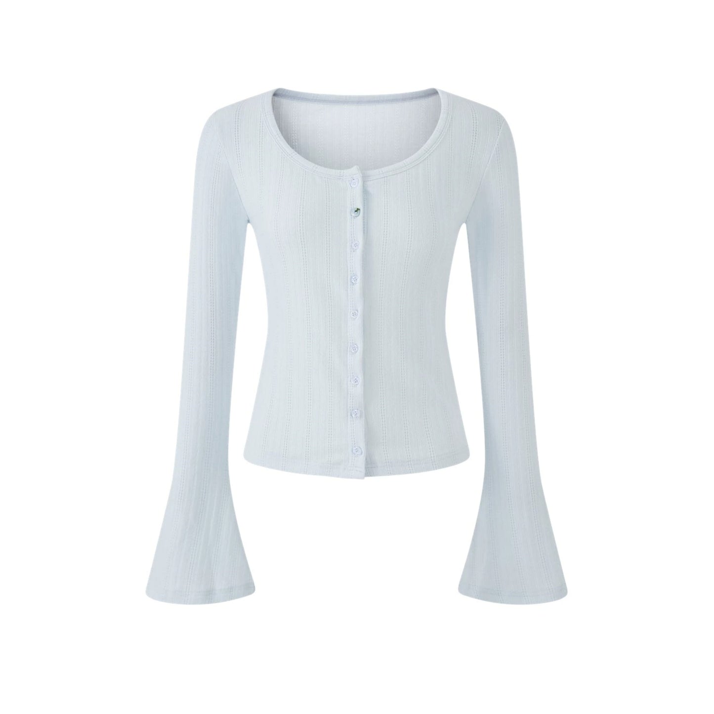 Lace-Detail Micro-Flare Knit Top