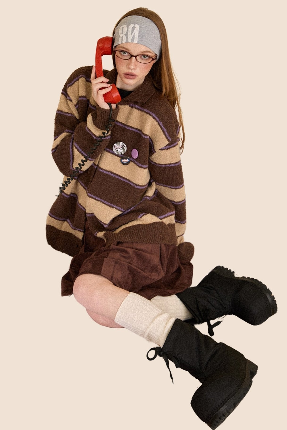 Cardigan en tricot à rayures patchwork