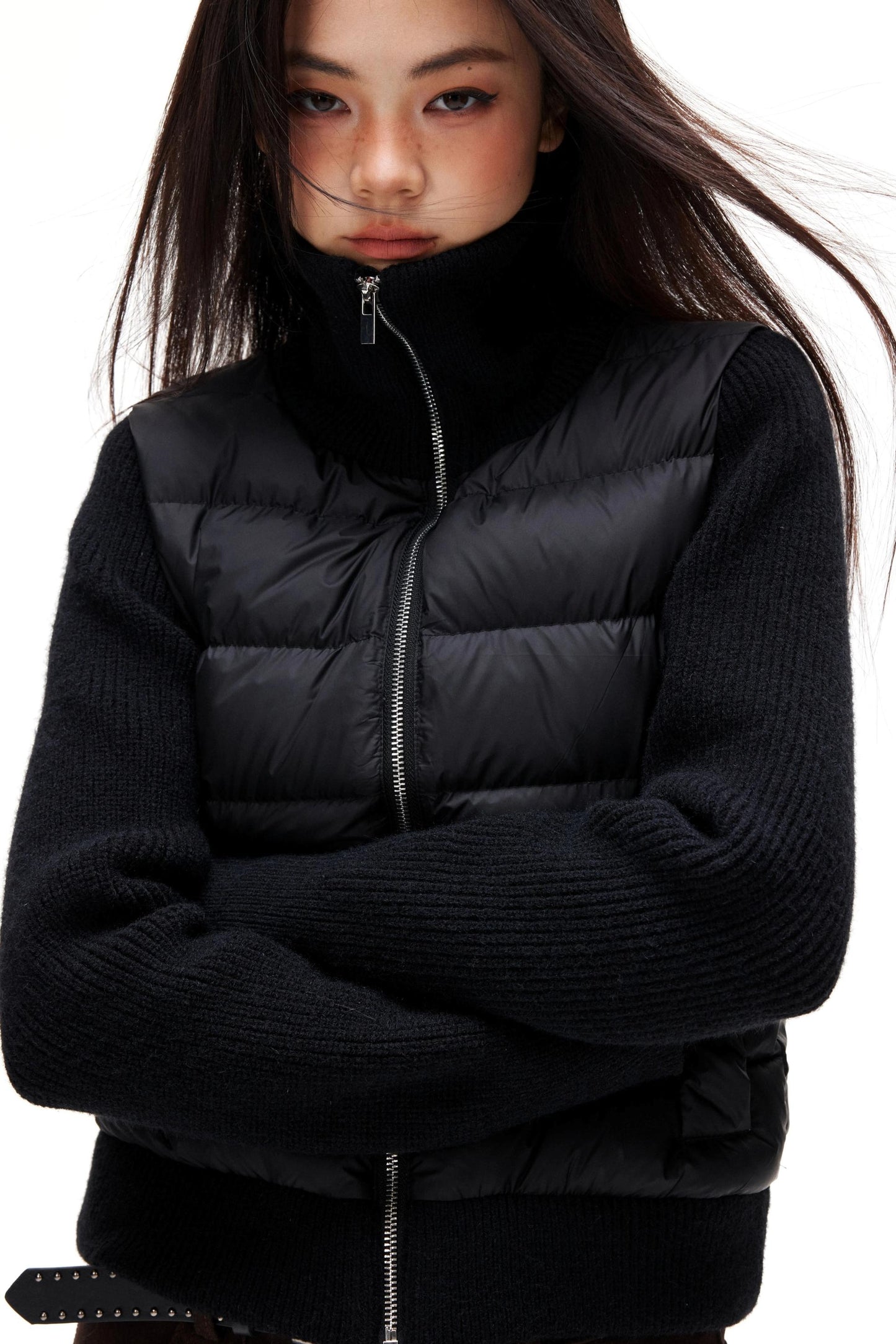 Ribbed Knitted Patchwork Jacket