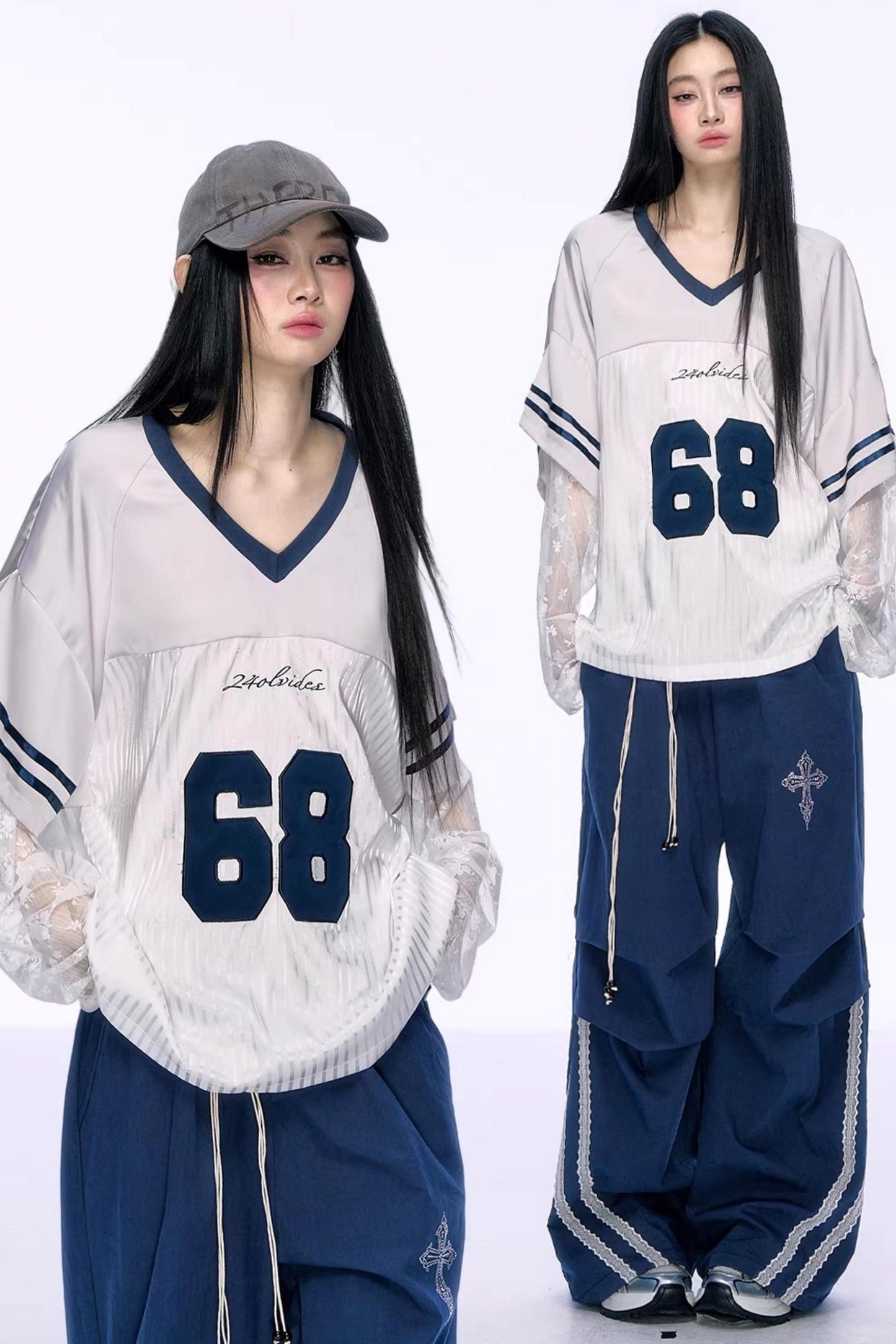 Heavy Embroidery Lace Jersey Top