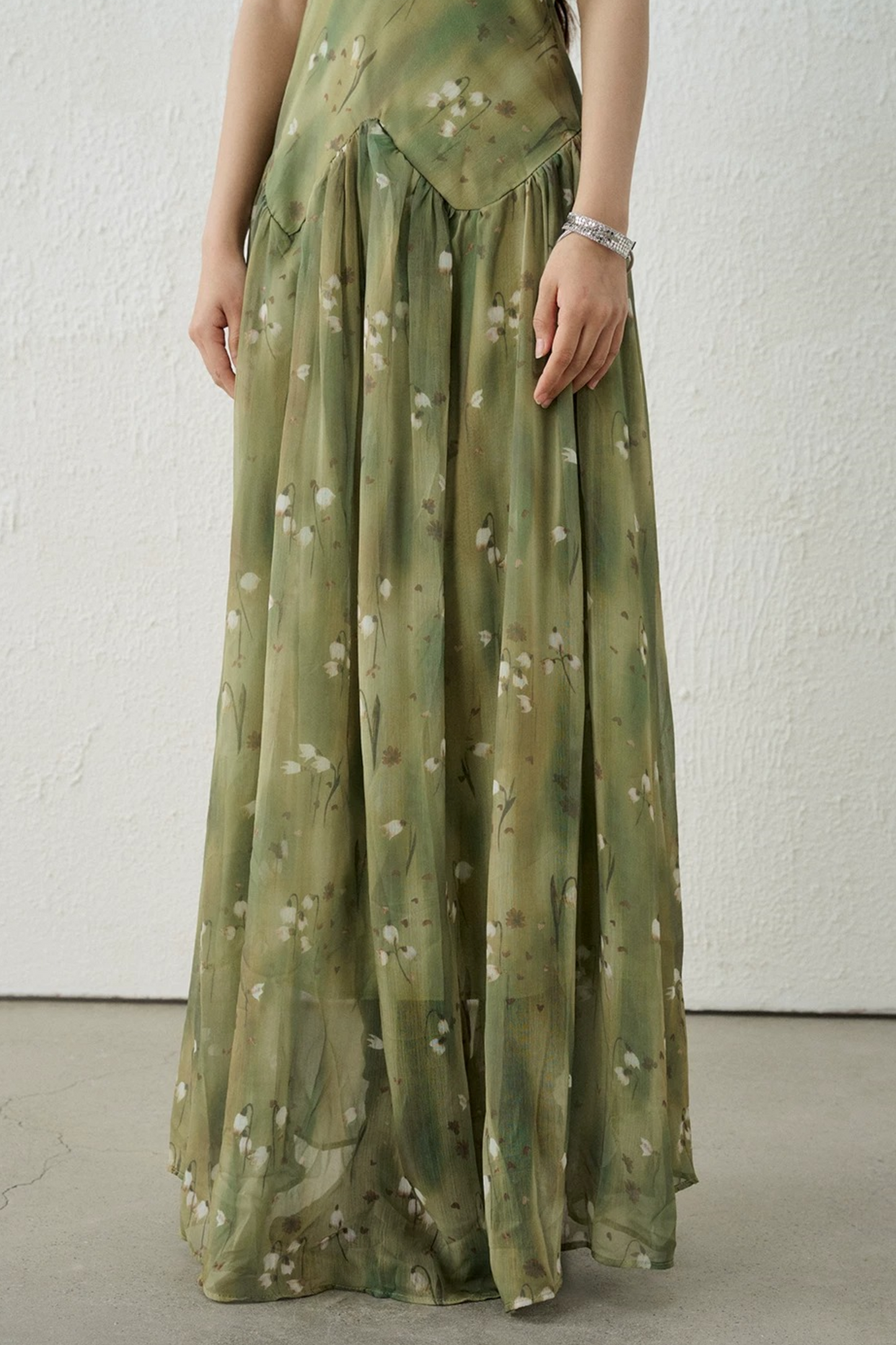 Green Floral Long Dress