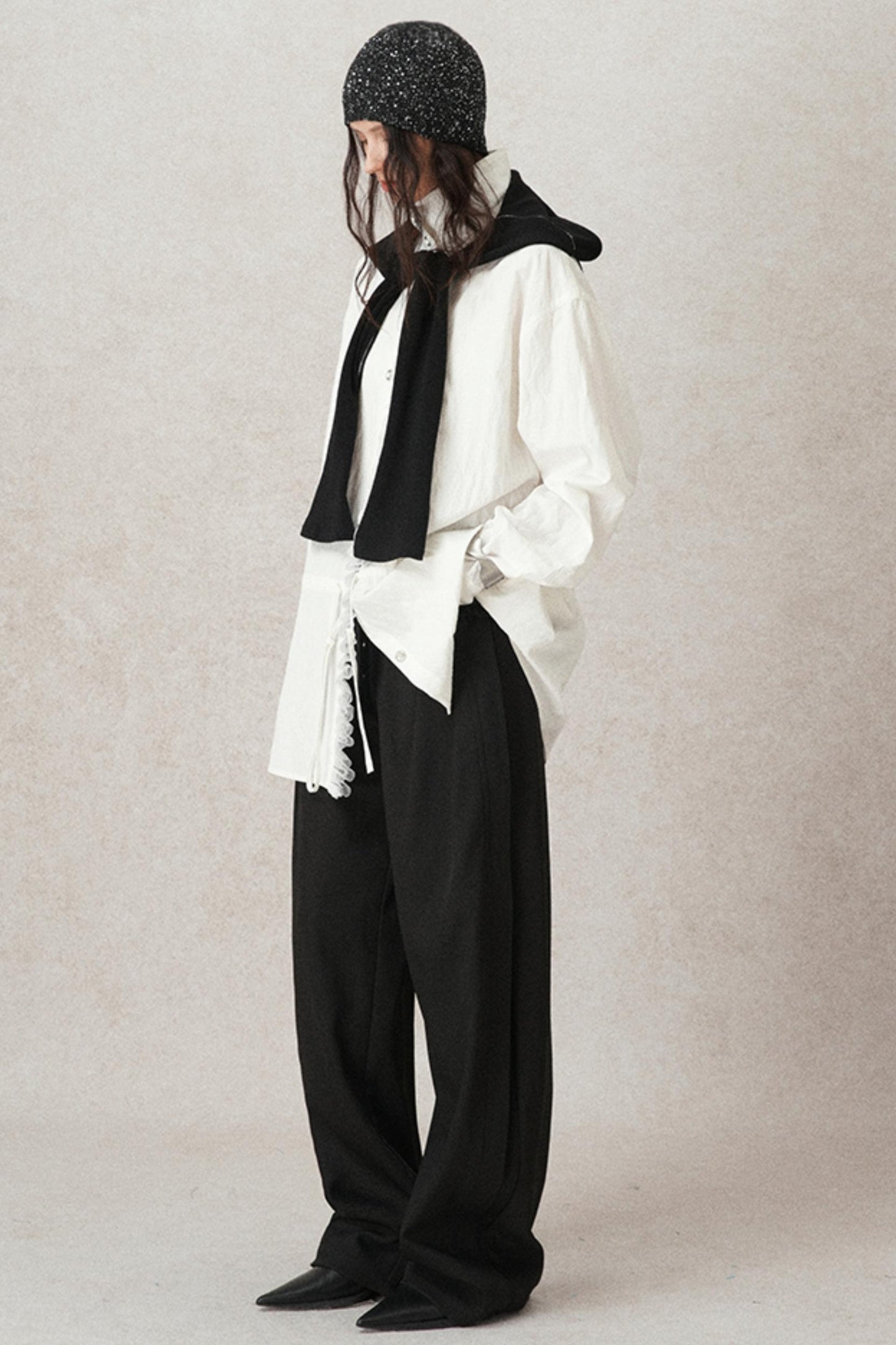 Casual Pleated Wide-Leg Suit Pants