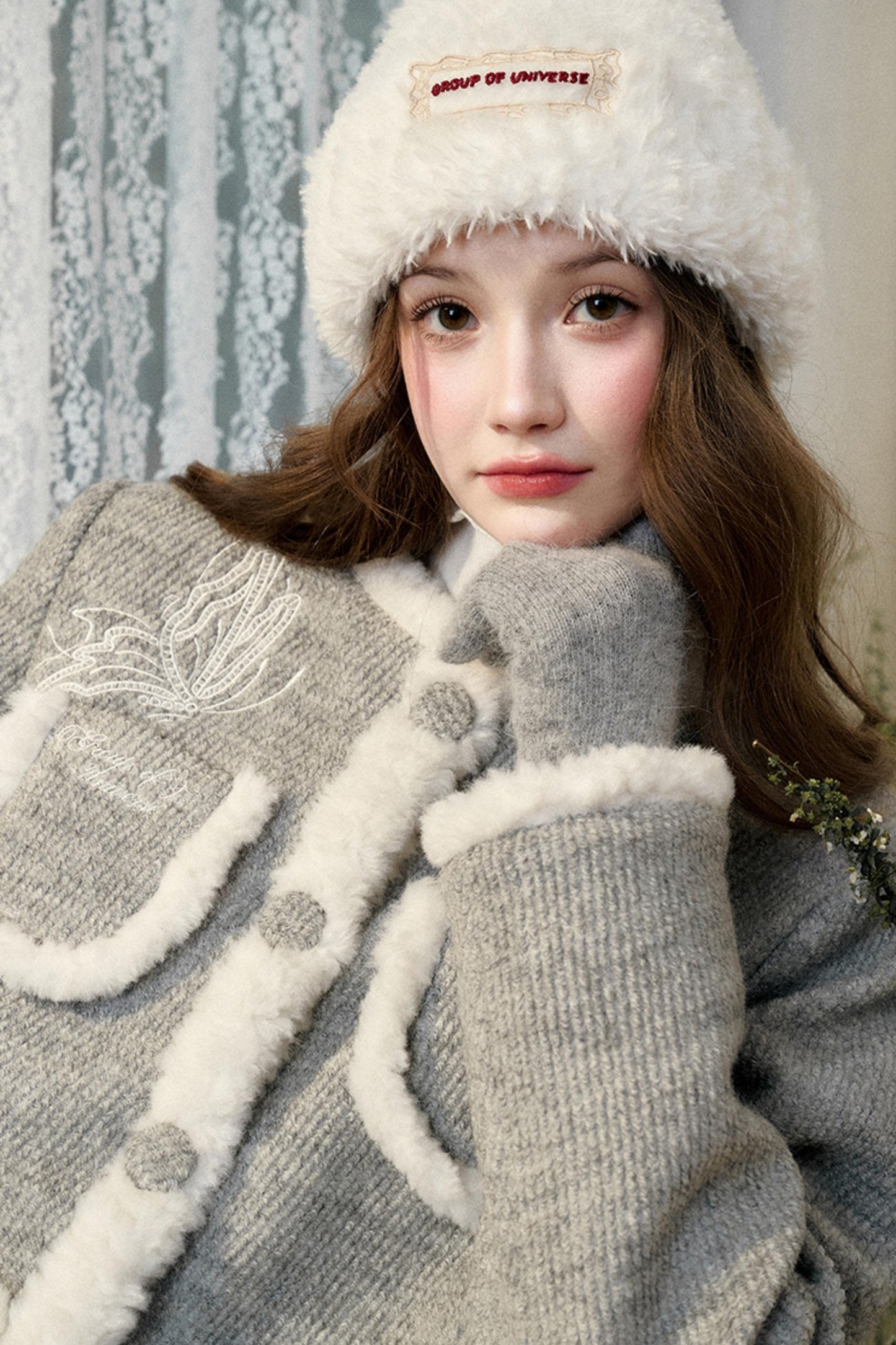 겨울 게이트 울 트위드 롱 스커트 세트업