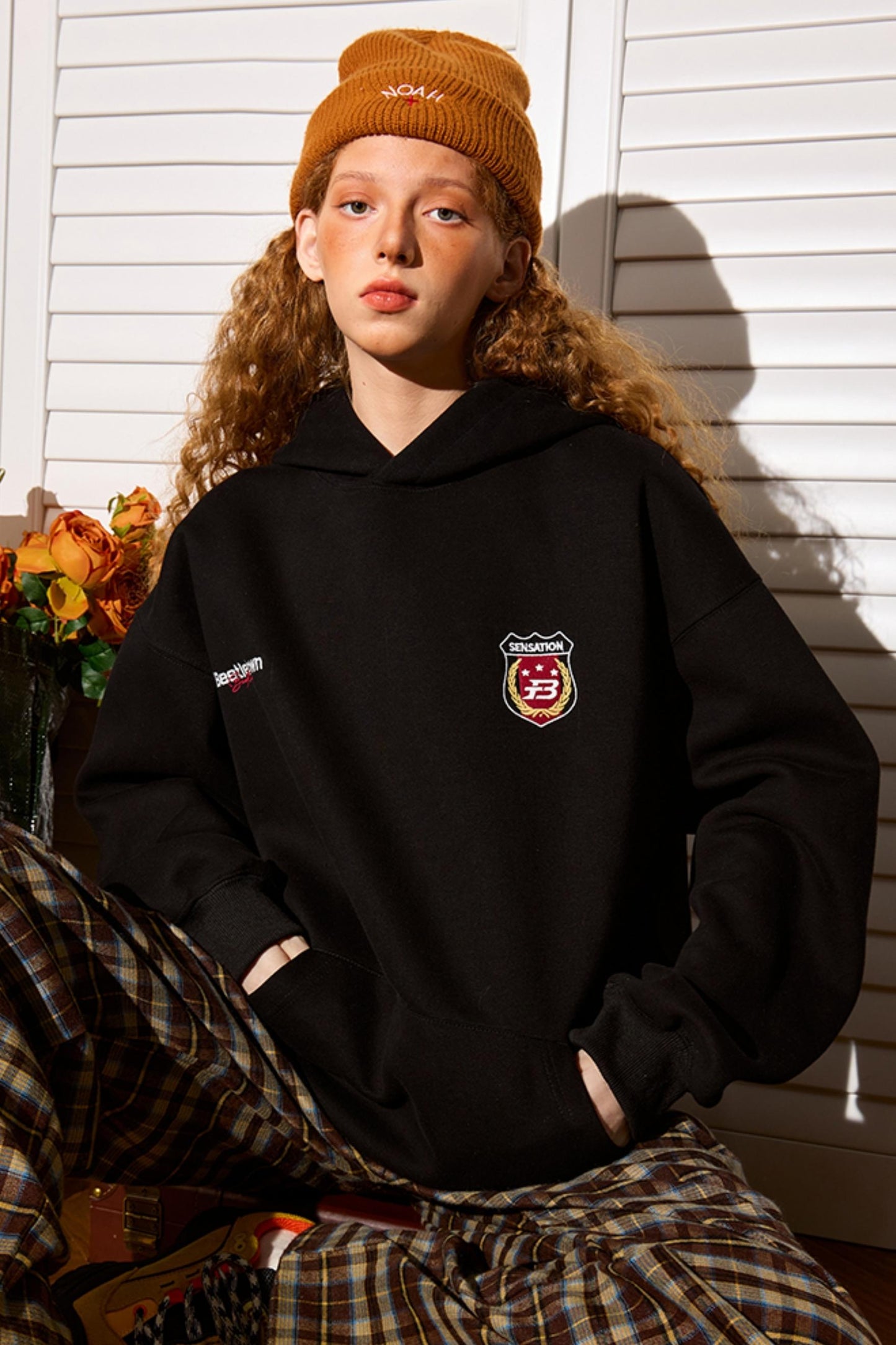 Retro Print Hooded Top