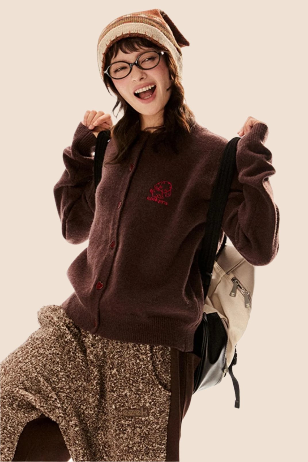 Retro gestrickte Strickjacke