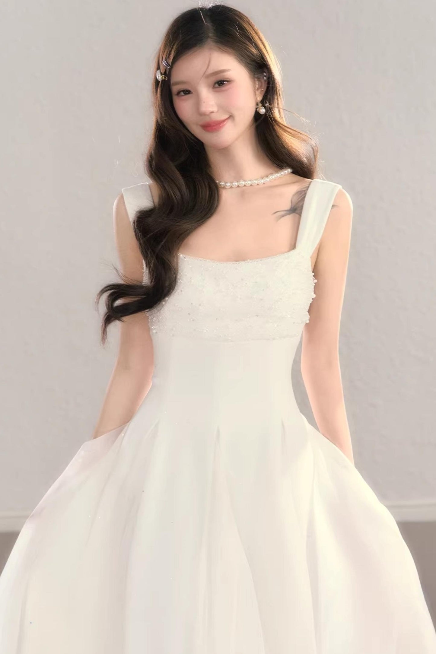 White Moonlight Suspender Dress