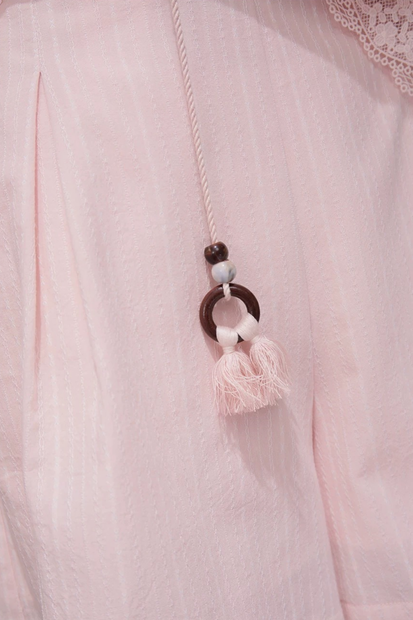 Completo Camicia a Righe Rosa Pesca