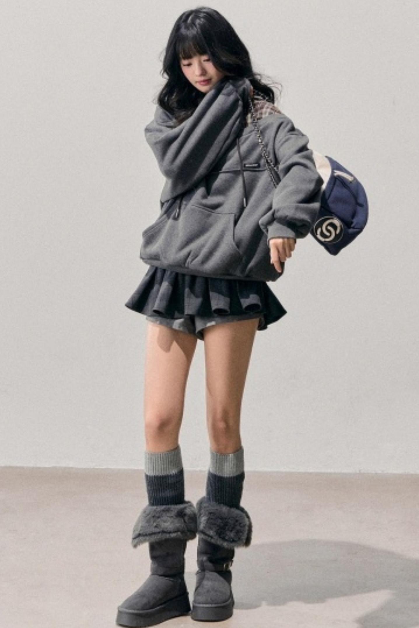 Fake Two Piece Plaid Hooded Jacket