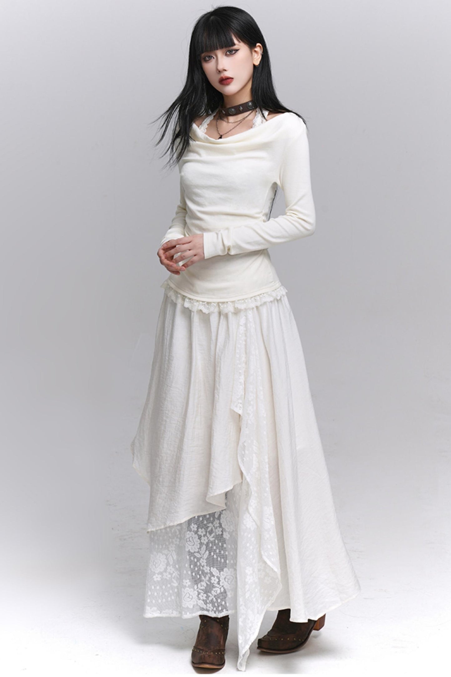 Artistic Brown Long Skirt