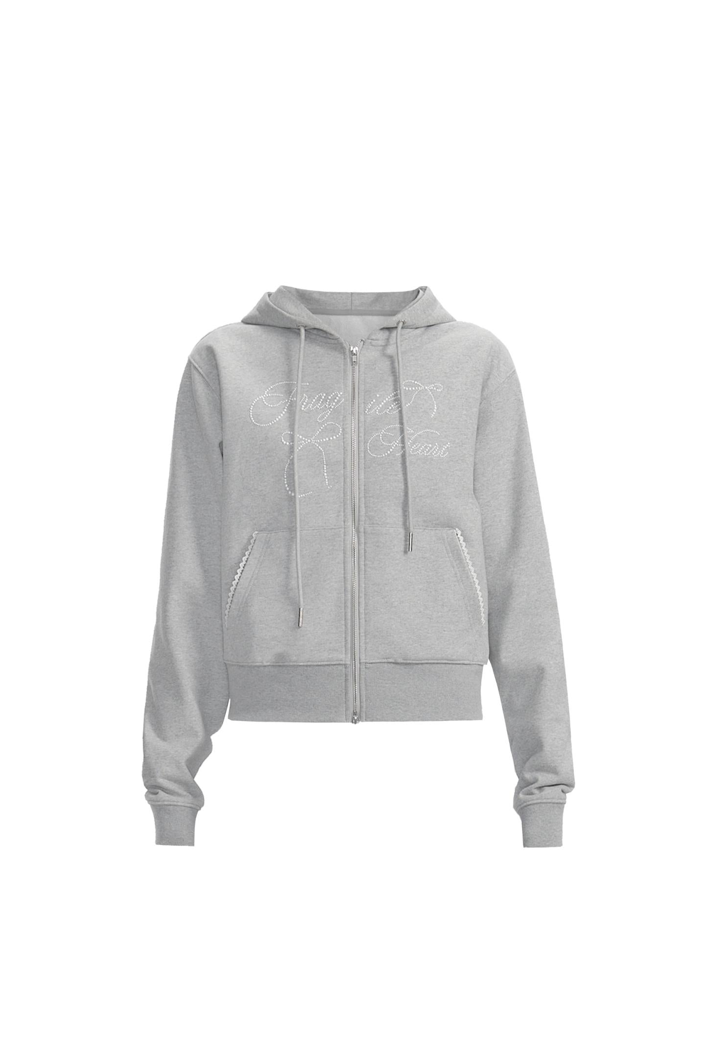 리본 디테일 후드 재킷