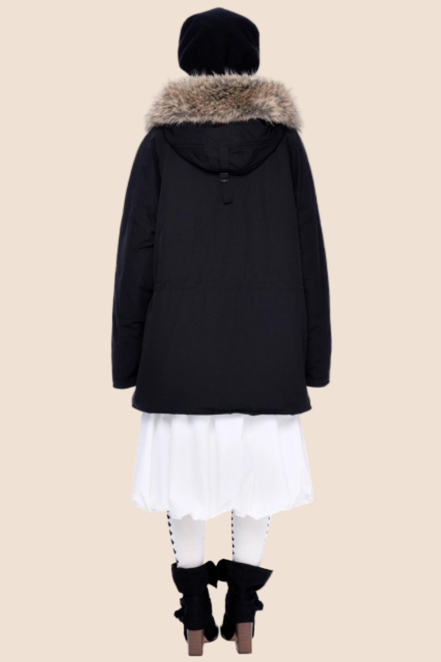 Fur Collar Hooded Parka Coat